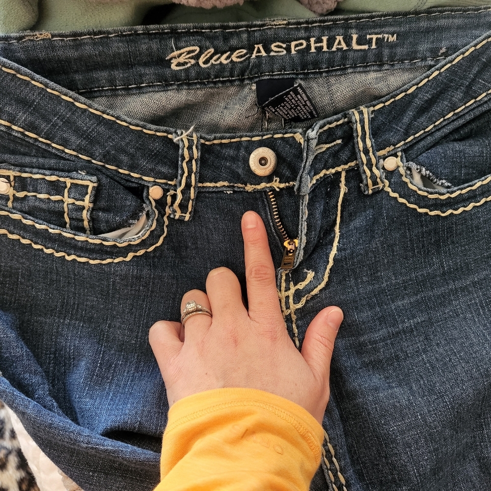 Blue Asphalt Super Low Rise Jeans